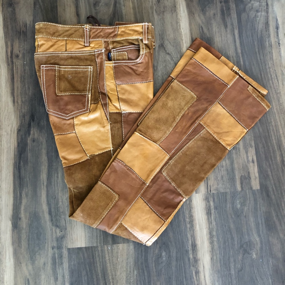 Earl Jeans leather pants with patchwork